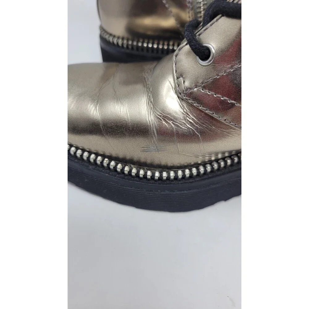 Women's Michael Kors Vivia Nickle Metallic Buckle Lace Leather Combat Boot